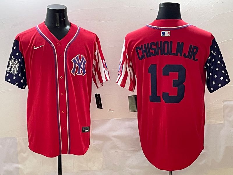 Men New York Yankees 13 Chisholm jr Red a generation of national flags Jointly Name 2025 Nike MLB Jersey style 6